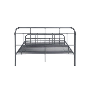 English Elm Queen Iron Platform Bed Pipe Style Frame No Box Spring Needed Industrial Loft Bedroom Charcoal Grey 64072.00CHARGRY-Q
