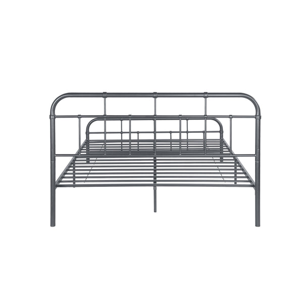 English Elm Queen Iron Platform Bed Pipe Style Frame No Box Spring Needed Industrial Loft Bedroom Charcoal Grey 64072.00CHARGRY-Q