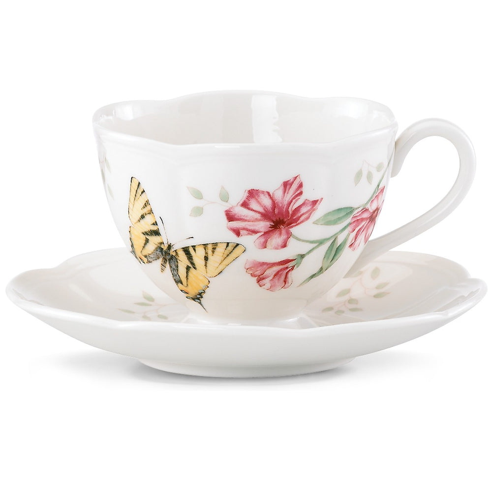 Lenox Butterfly Meadow Swallowtail Cup and Saucer Multi, WHITE PORCELAIN 812107
