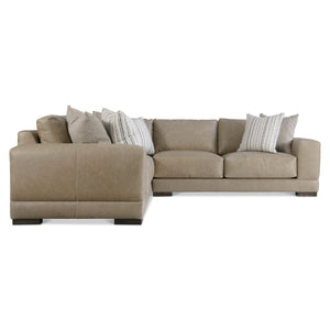 Bernhardt Bernhardt Lars Leather Sectional With Plush Deep Cushions, Wide Track Arms And Textured Wood Block Feet For Modern Living Space Comfort Tan K2090