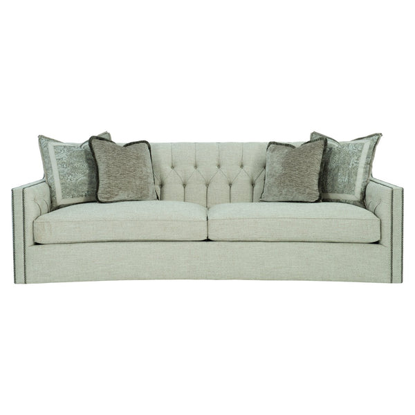 Bernhardt Bernhardt Candace Cream Crescent Sofa 96" — Tufted Back, Nailhead Trim, Curved Silhouette, 4 Pillows (Made-To-Order) B7277C