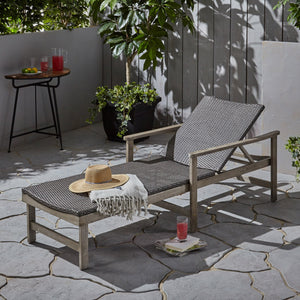 English Elm Christopher Knight Home® - Hampton Stylish Wood & Wicker Chaise Lounge - Durable, Adjustable, Weather-Resistant Outdoor Seating 63763.00LMBLK