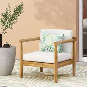 English Elm Christopher Knight Home® - BONSALLO Acacia Club Chair Cream & Brown — Water‑Resistant Cushions, Slat Design, Durable Outdoor Hardwood 69825.00