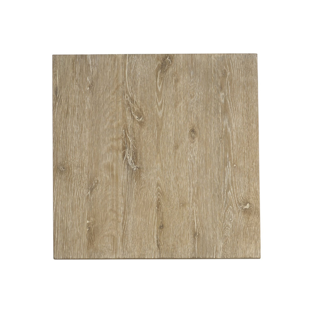 Bernhardt Bernhardt Wire-Brushed Oak Tribeca Side Table With Sculptural Steel Legs, Textured Barlow Finish, Adjustable Glides — Casual-Transitional Accent Piece 333121