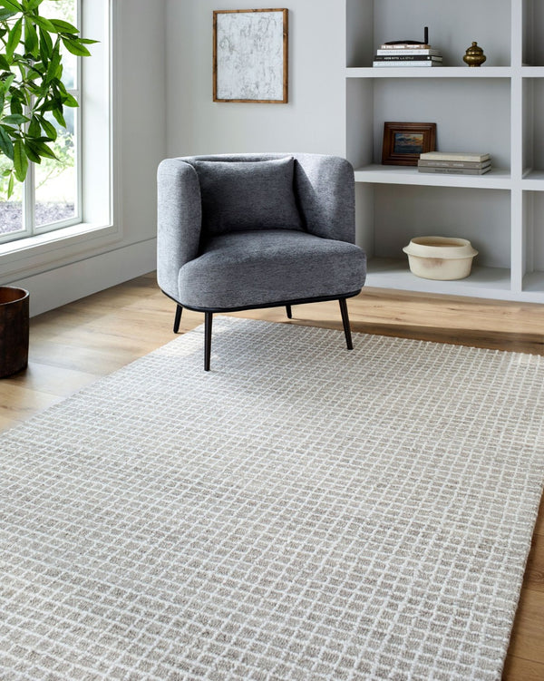 Livabliss Andreas Hand Tufted Wool Area Rug Low Pile Artisan Weave for Living and Dining Rooms Ivory, Dove Gra 6' x 9' VVAN2302-69
