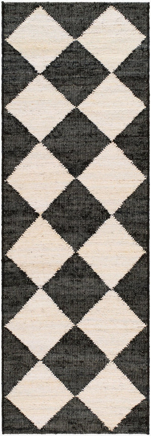 Livabliss Antho Handwoven Jute Flatweave Accent Rug Bold Diamond Pattern for Entryways Charcoal, Ivory 2'6" x 8' VVAT2300-268