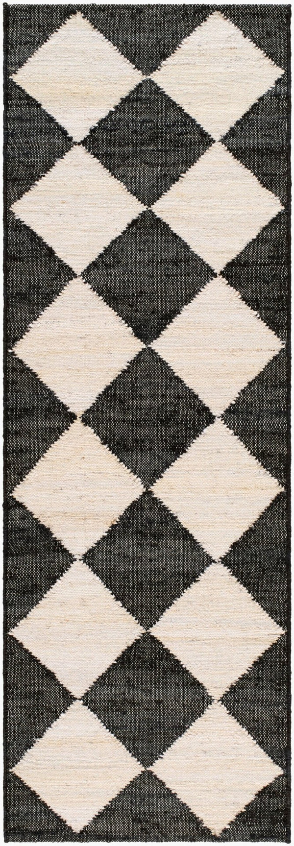 Livabliss Antho Handwoven Jute Flatweave Accent Rug Bold Diamond Pattern for Entryways Charcoal, Ivory 2'6" x 8' VVAT2300-268