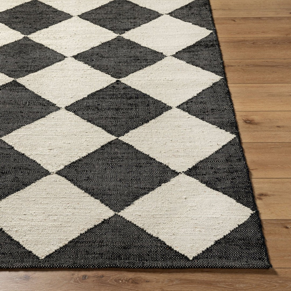 Livabliss Antho Handwoven Jute Flatweave Accent Rug Bold Diamond Pattern for Entryways Charcoal, Ivory 2' x 3' VVAT2300-23