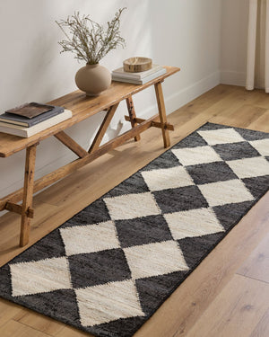 Livabliss Antho Handwoven Jute Flatweave Accent Rug Bold Diamond Pattern for Entryways Charcoal, Ivory 2' x 3' VVAT2300-23