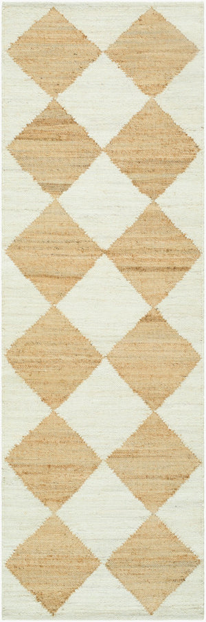 Livabliss Antho Handwoven Jute Flatweave Rug with Diamond Pattern for Entryways and Bohemian Spaces Ivory, Sandston 2'6" x 8' VVAT2301-268