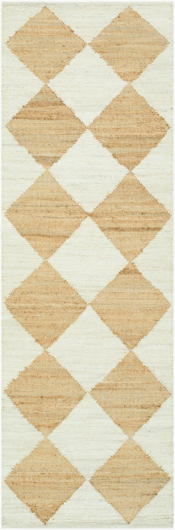 Livabliss Antho Handwoven Jute Flatweave Rug with Diamond Pattern for Entryways and Bohemian Spaces Ivory, Sandston 2'6" x 8' VVAT2301-268
