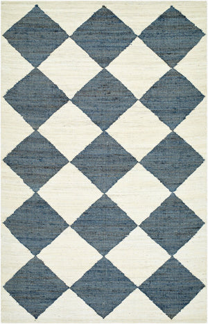 Livabliss Antho Handwoven Jute Flatweave Rug Bold Diamond Pattern for Entryway or Hallway Ivory, Slate Gr 5' x 7'6" VVAT2302-576