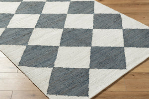Livabliss Antho Handwoven Jute Flatweave Rug Bold Diamond Pattern for Entryway or Hallway Ivory, Slate Gr 5' x 7'6" VVAT2302-576