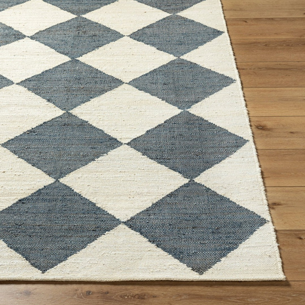 Livabliss Antho Handwoven Jute Flatweave Rug Bold Diamond Pattern for Entryway or Hallway Ivory, Slate Gr 5' x 7'6" VVAT2302-576
