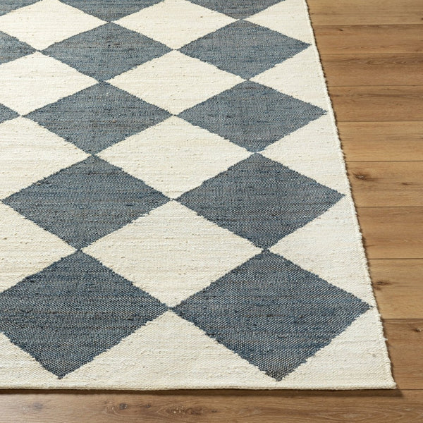 Livabliss Antho Handwoven Jute Flatweave Rug Bold Diamond Pattern for Entryway or Hallway Ivory, Slate Gr 5' x 7'6" VVAT2302-576