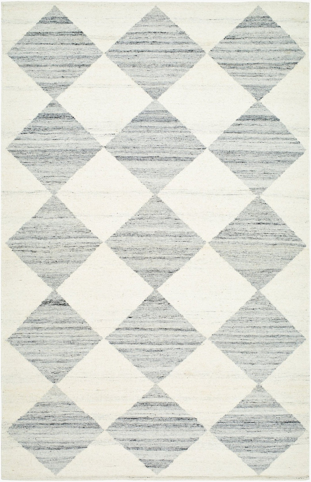 Livabliss Antho Wool Flatweave Area Rug Handwoven Geometric Diamond Pattern for Entryway Decor Ivory, Slate Gr 5' x 7'6" VVAT2303-576