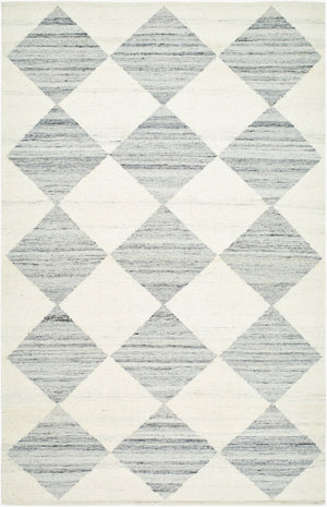 Livabliss Antho Wool Flatweave Area Rug Handwoven Geometric Diamond Pattern for Entryway Decor Ivory, Slate Gr 5' x 7'6" VVAT2303-576