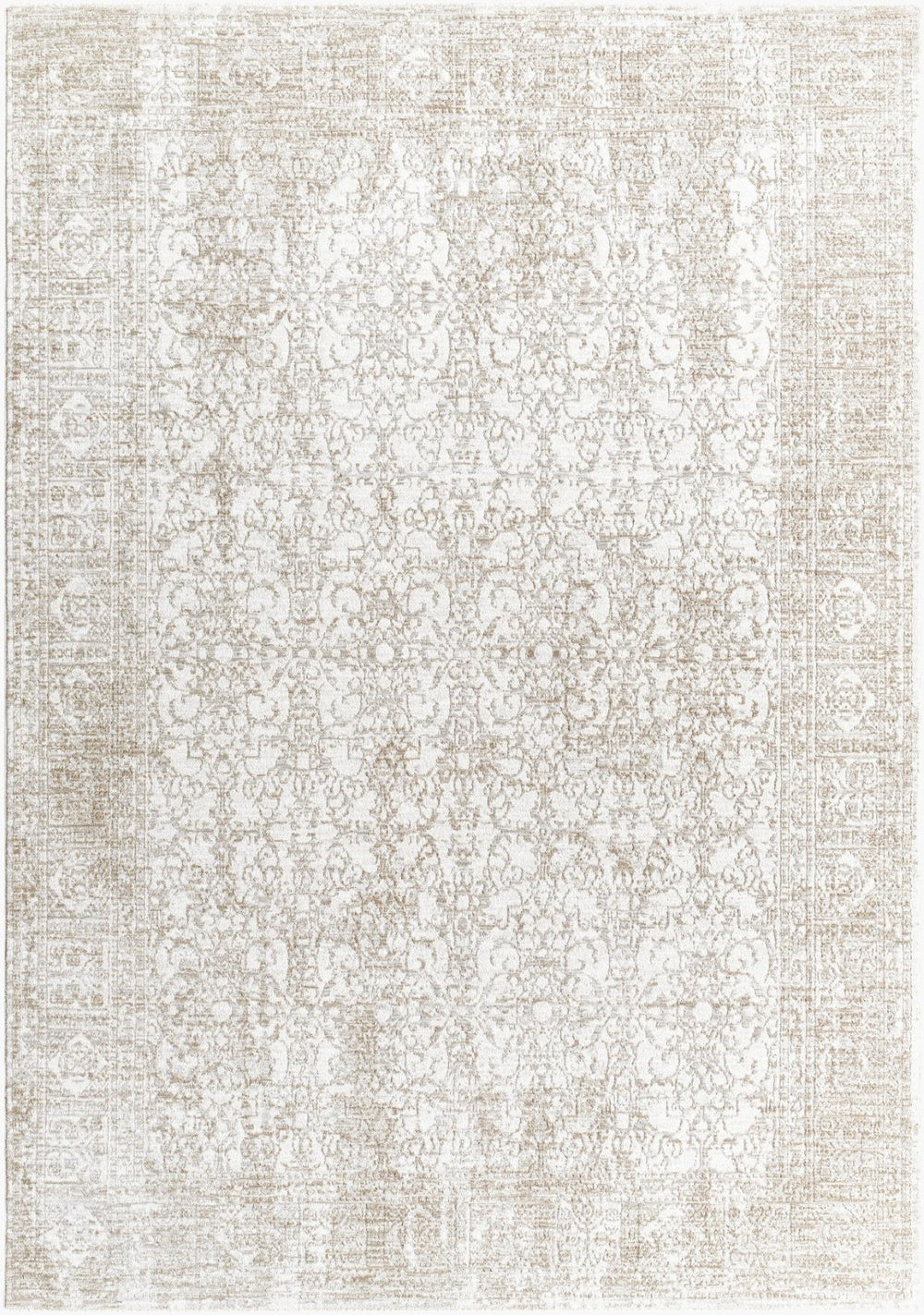 Livabliss Beth Filigree Vintage Area Rug Machine Woven Polyester for Living or Dining Rooms Cream, Light Sa 2'7" x 10' VVBE2300-2710