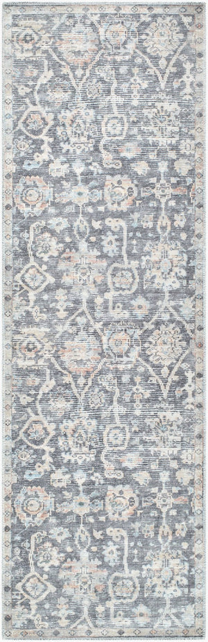 Livabliss Eleni Distressed Flatweave Polyester Accent Rug Vintage Inspired Entryway Floor Piece Black, Denim 2'7" x 7'10" VVEL2300-27710