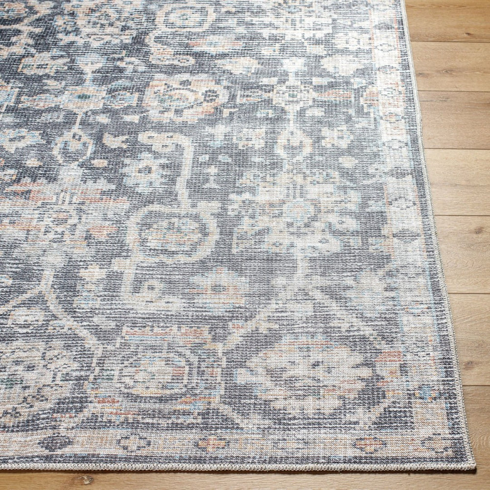 Livabliss Eleni Distressed Flatweave Polyester Accent Rug Vintage Inspired Entryway Floor Piece Black, Denim 8'10" x 12' VVEL2300-81012