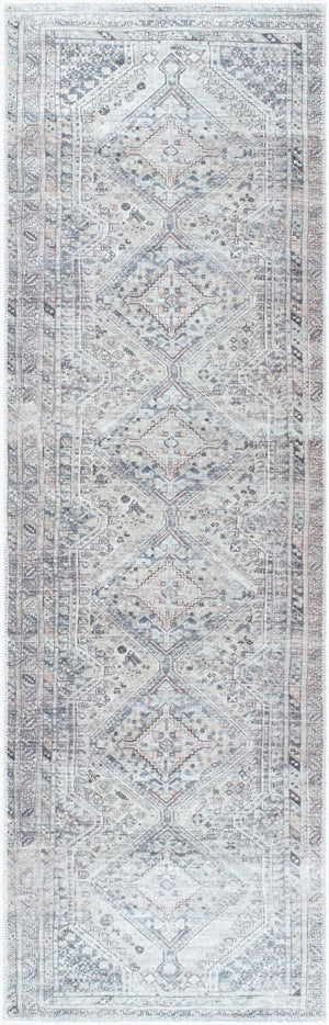 Livabliss Eleni Flatweave Polyester Rug with Diamond Medallion Distressed Vintage Pattern Light Beige, Gr 2'7" x 7'10" VVEL2301-27710