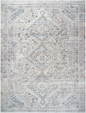 Livabliss Eleni Flatweave Polyester Rug with Diamond Medallion Distressed Vintage Pattern Light Beige, Gr 7'10" x 10' VVEL2301-71010