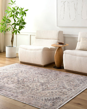 Livabliss Eleni Flatweave Polyester Rug with Diamond Medallion Distressed Vintage Pattern Light Beige, Gr 2'7" x 7'10" VVEL2301-27710