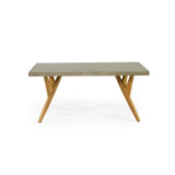 Christopher Knight Home® - Noble House - Mulligan Outdoor Acacia Wood and Cast Stone Coffee Table, Teak and Light Gray