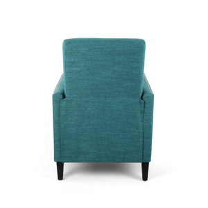 English Elm Pushback Recliner Accent Chair Solid Birch Frame Rivet Detail Mid-century Living Room Seat Teal 65532.00T