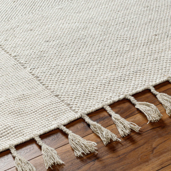 Surya Vivian 2' X 3' Handmade Wool Rug - Bohemian Global Style With Fringe Border For Cozy Living Spaces Cream Wool Vvi2301-576