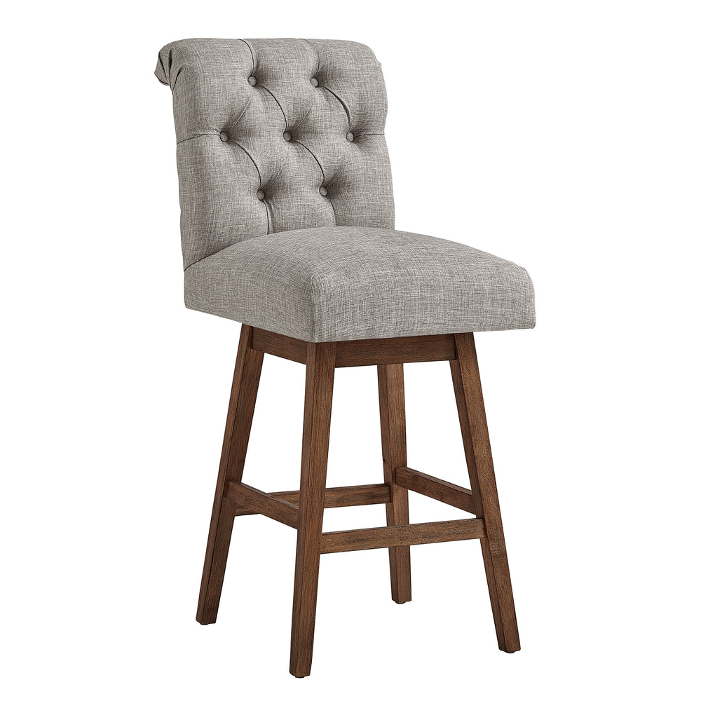 Homelegance By Top-Line Jacinta Tufted Linen Upholstered Swivel Stools (Set of 2) Brown Rubberwood