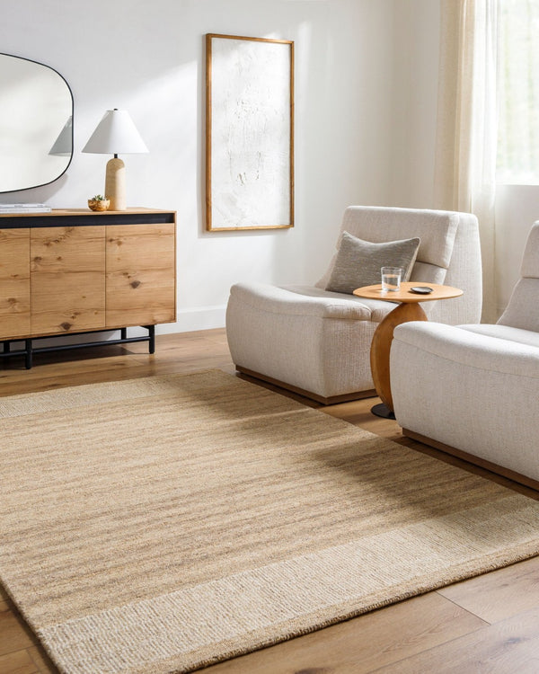 Livabliss Ira Hand Tufted Wool Accent Rug Organic Stone Striations Cream Border Entryway Beige, Sandston 5' x 7'6" VVIR2300-576