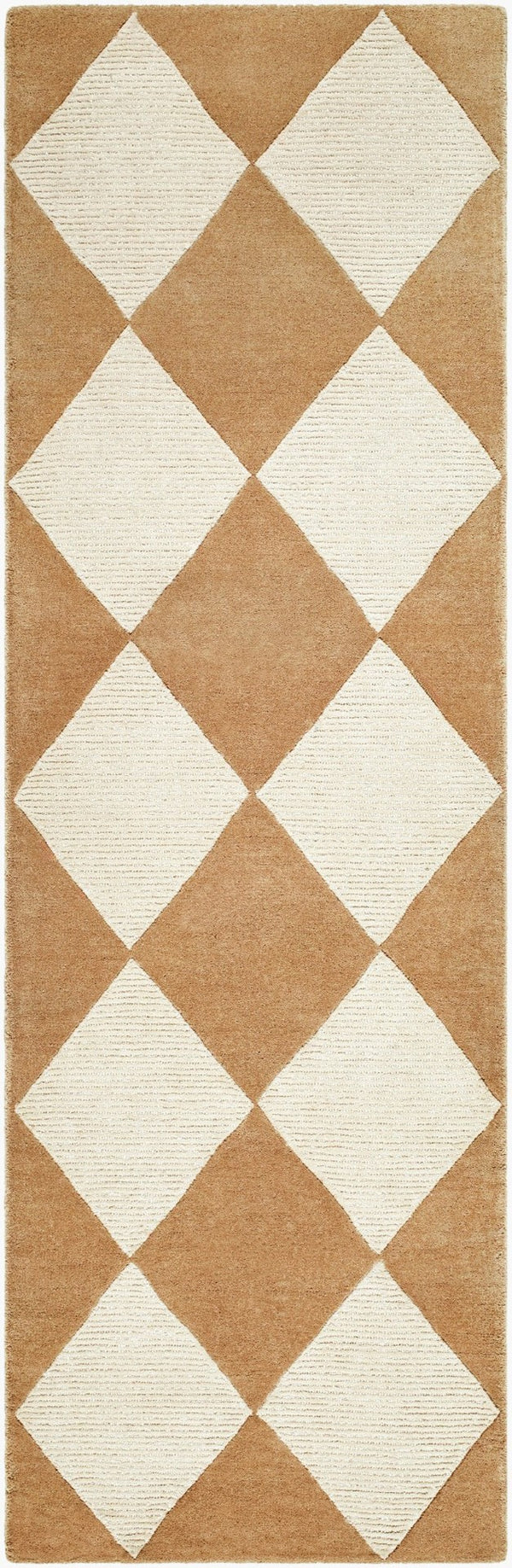 Livabliss Isaac Hand Tufted Wool Accent Rug Art Deco Geometric Pattern for Entryway or Bedroom Tan, Ivory' 2'6" x 8' VVIS2300-268