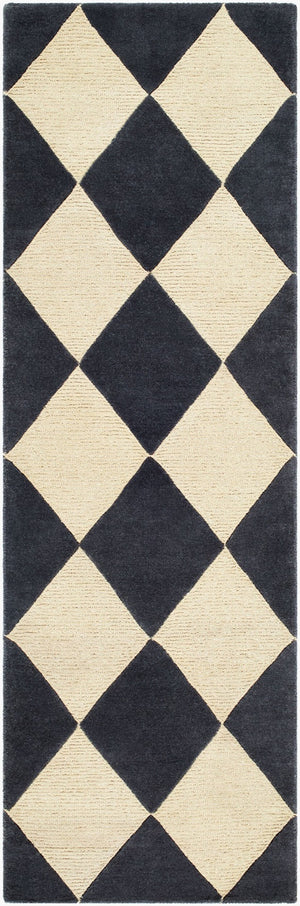 Livabliss Isaac Hand Tufted Wool Accent Rug Art Deco Geometric Design for Entryway or Bedside Charcoal, Crea 2'6" x 8' VVIS2301-268