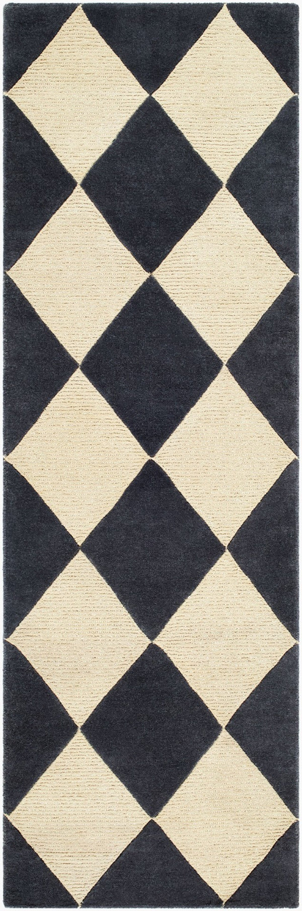 Livabliss Isaac Hand Tufted Wool Accent Rug Art Deco Geometric Design for Entryway or Bedside Charcoal, Crea 2'6" x 8' VVIS2301-268