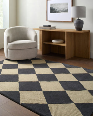 Livabliss Isaac Hand Tufted Wool Accent Rug Art Deco Geometric Design for Entryway or Bedside Charcoal, Crea 2'6" x 8' VVIS2301-268
