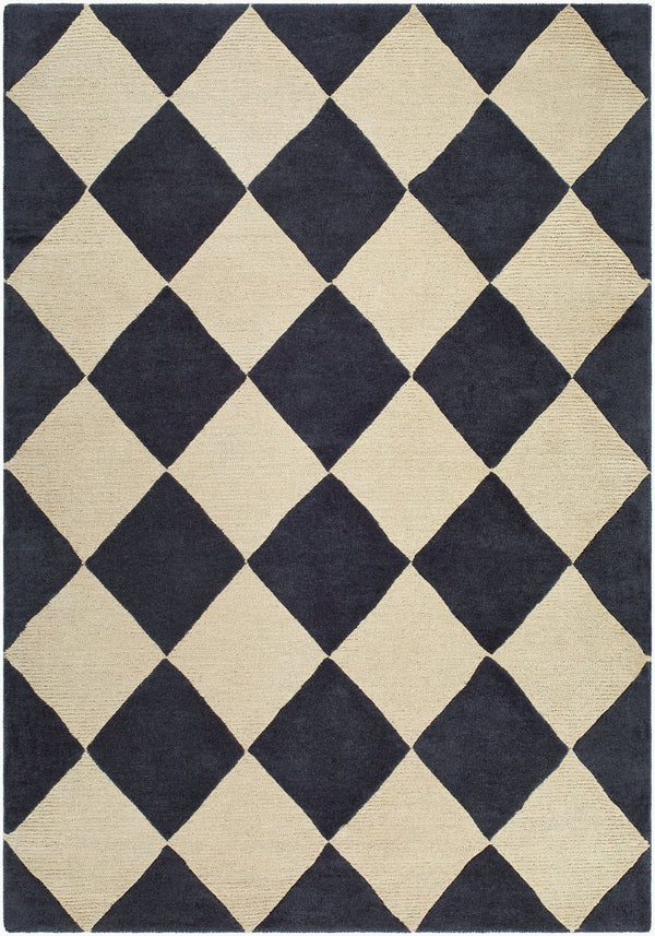 Livabliss Isaac Hand Tufted Wool Accent Rug Art Deco Geometric Design for Entryway or Bedside Charcoal, Crea 2' x 3' VVIS2301-23