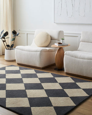 Livabliss Isaac Hand Tufted Wool Accent Rug Art Deco Geometric Design for Entryway or Bedside Charcoal, Crea 2' x 3' VVIS2301-23