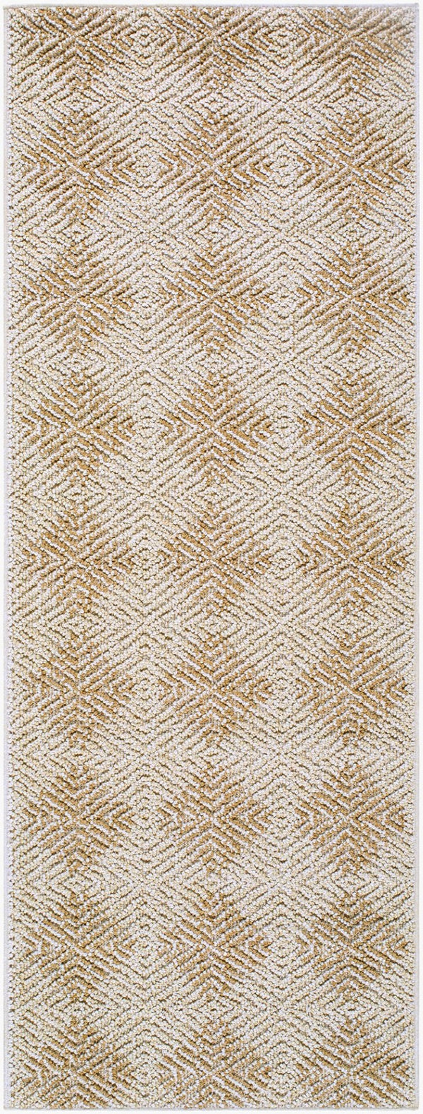 Livabliss Kaya Flatweave Diamond Polypropylene Rug for Farmhouse Entryway or Outdoor Lounge Ivory, Tan 2'7" x 7'3" VVKA2300-2773