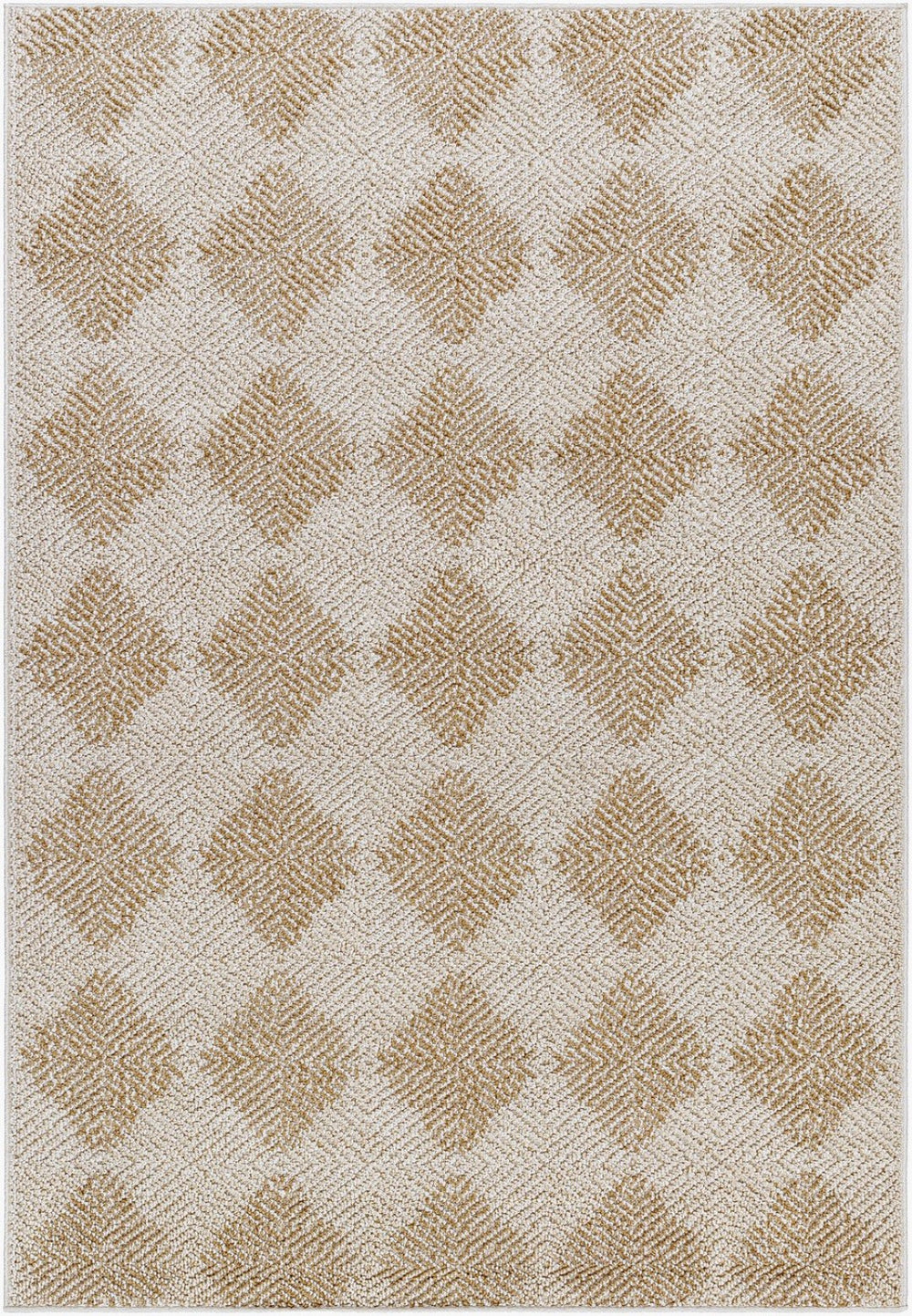 Livabliss Kaya Flatweave Diamond Polypropylene Rug for Farmhouse Entryway or Outdoor Lounge Ivory, Tan 5'3" x 7' VVKA2300-537
