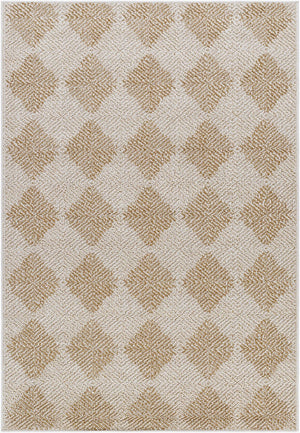 Livabliss Kaya Flatweave Diamond Polypropylene Rug for Farmhouse Entryway or Outdoor Lounge Ivory, Tan 5'3" x 7' VVKA2300-537