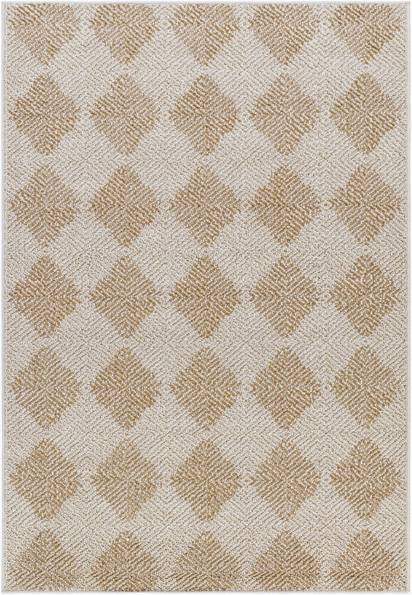 Livabliss Kaya Flatweave Diamond Polypropylene Rug for Farmhouse Entryway or Outdoor Lounge Ivory, Tan 5'3" x 7' VVKA2300-537