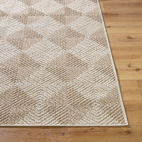 Livabliss Kaya Flatweave Diamond Polypropylene Rug for Farmhouse Entryway or Outdoor Lounge Ivory, Tan 5'3" x 7' VVKA2300-537