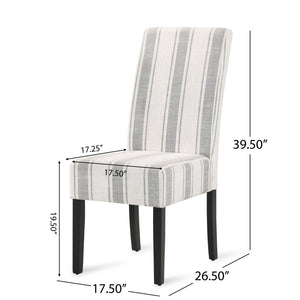 English Elm Christopher Knight Home® - DINING Chair with Plush Fabric Upholstery, Rubberwood Legs, Contemporary Minimalist Comfort and Style Grey Stripe 60162.00GRYLNN