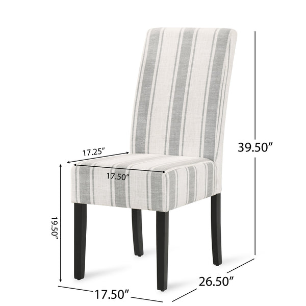 English Elm Christopher Knight Home® - DINING Chair with Plush Fabric Upholstery, Rubberwood Legs, Contemporary Minimalist Comfort and Style Grey Stripe 60162.00GRYLNN