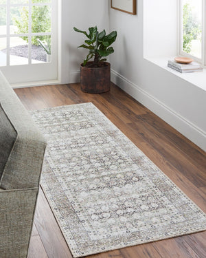 Livabliss Lorelai Flatweave Runner Antique Distressed Traditional Pattern for Hallway Entryway Dark Brown, Cre 8'10" x 12' VVLO2300-81012