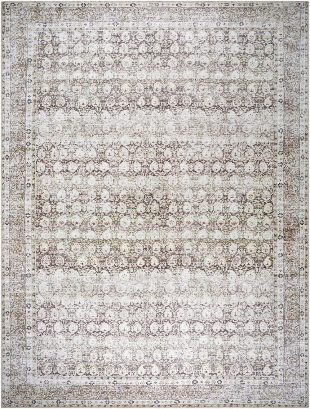 Livabliss Lorelai Flatweave Runner Antique Distressed Traditional Pattern for Hallway Entryway Dark Brown, Cre 8'10" x 12' VVLO2300-81012
