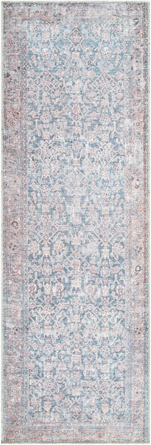 Livabliss Lorelai Flatweave Polyester Rug Distressed Medallion Pattern for Entryway or Bath Deep Teal, Tan 2'7" x 7'10" VVLO2301-27710