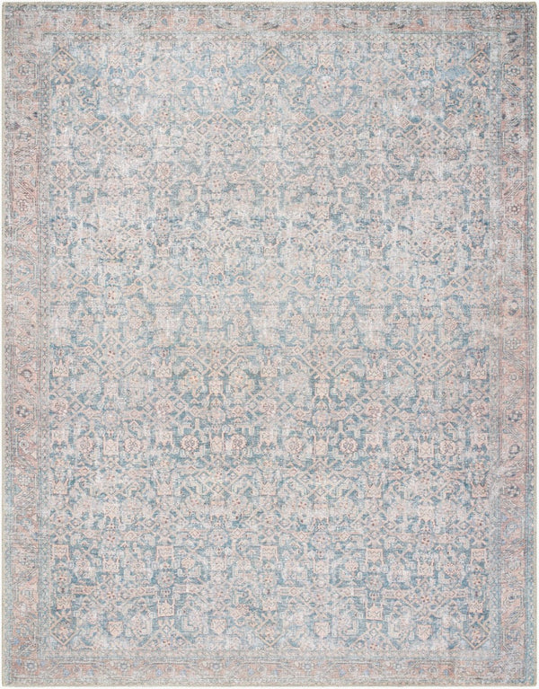 Livabliss Lorelai Flatweave Polyester Rug Distressed Medallion Pattern for Entryway or Bath Deep Teal, Tan 7'10" x 10'2" VVLO2301-710102