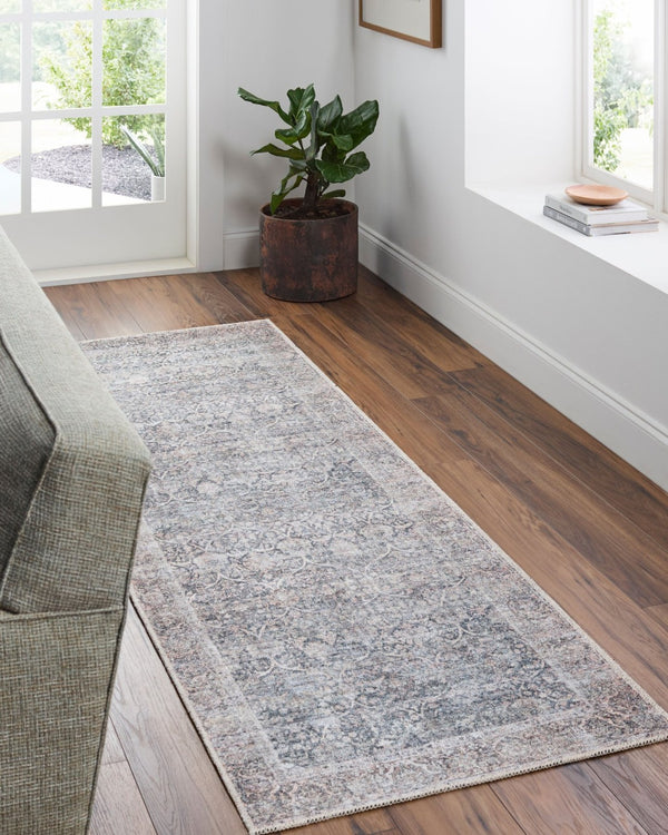 Livabliss Lorelai Distressed Medallion Polyester Rug Low Pile Entryway Accent Woven in Turkey Black, Dark Bro 2' x 2'11" VVLO2303-2211